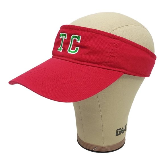 Port And Co TC Monogram Initials Strapback Visor Tennis Golf Hat Red - Picture 3 of 11